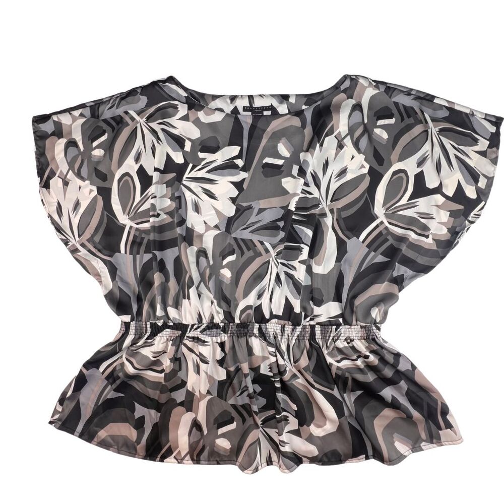 Apostrophe Top 24 Abstract Flowy Artsy Design Dolman Sleeve Boho Chic Blouse